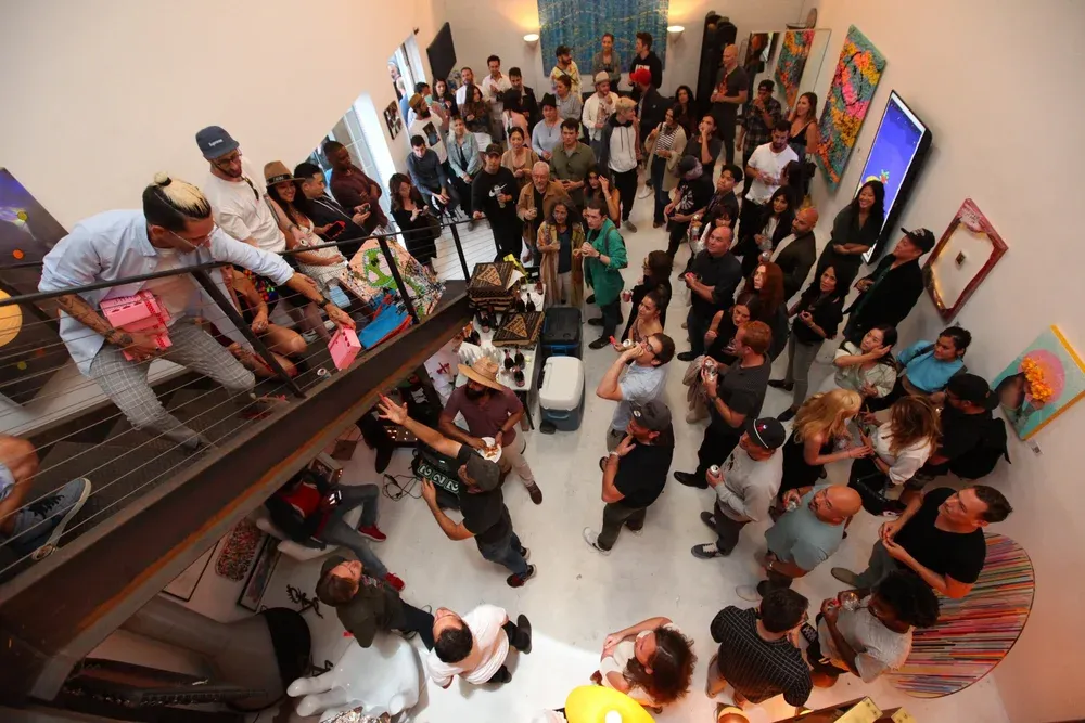 Overhead view of a crowd at BudmanStudio