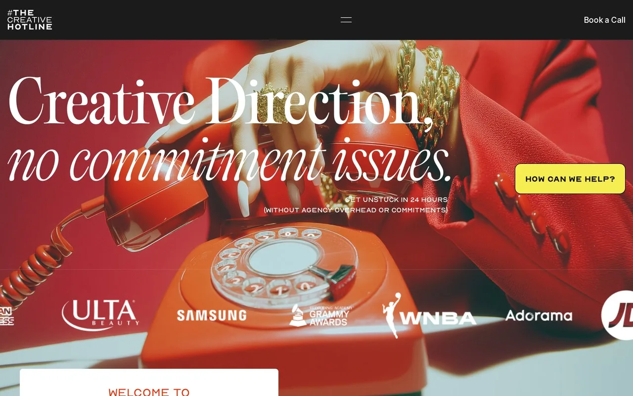 The Creative Hotline homepage