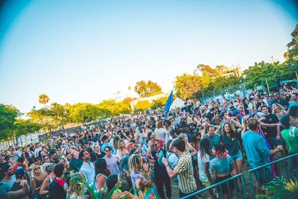 A festival crowd on the grass at SamJam